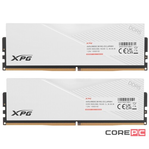 Оперативная память 32 Gb 5600 MHz ADATA XPG LANCER RGB White (AX5U5600C3616G-DCLARWH)