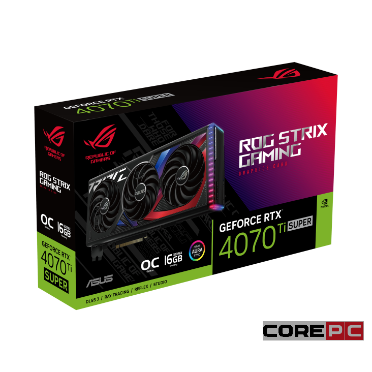 Видеокарта ASUS (ROG-STRIX-RTX4070TIS-O16G-GAMING) GeForce RTX 4070 TI SUPER 16GB ROG STRIX GAMING OC 90YV0KG0-M0NA00