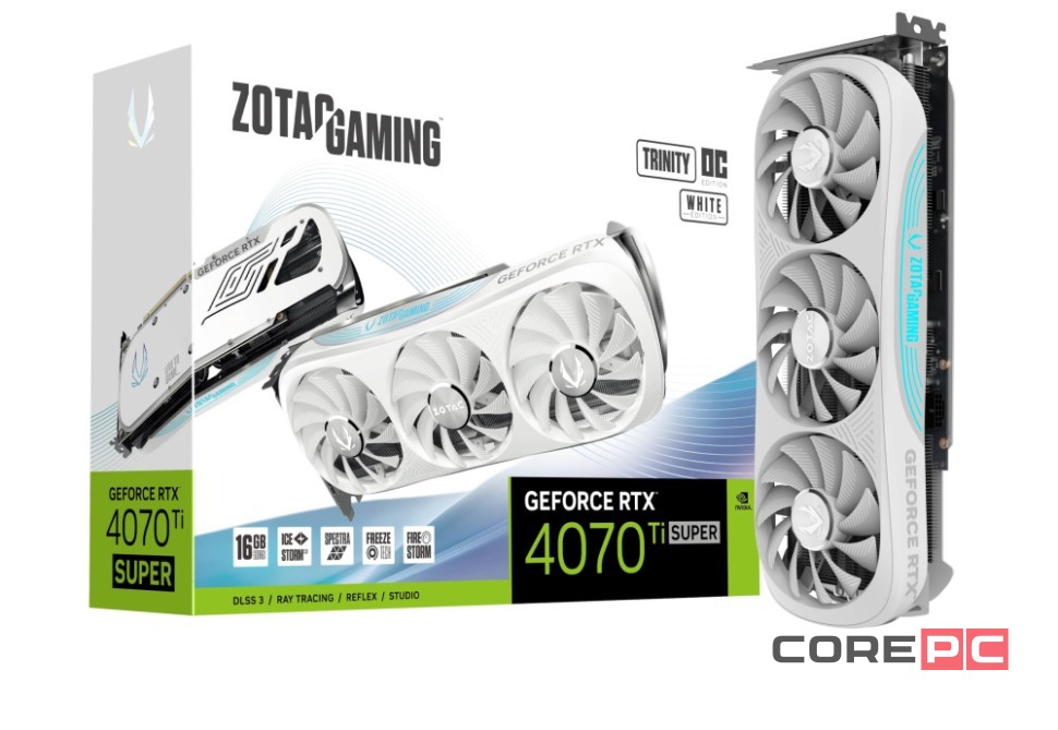 Видеокарта ZOTAC (ZT-D40730Q-10P) GeForce RTX 4070 Ti SUPER 16GB TRINITY OC WHITE ED