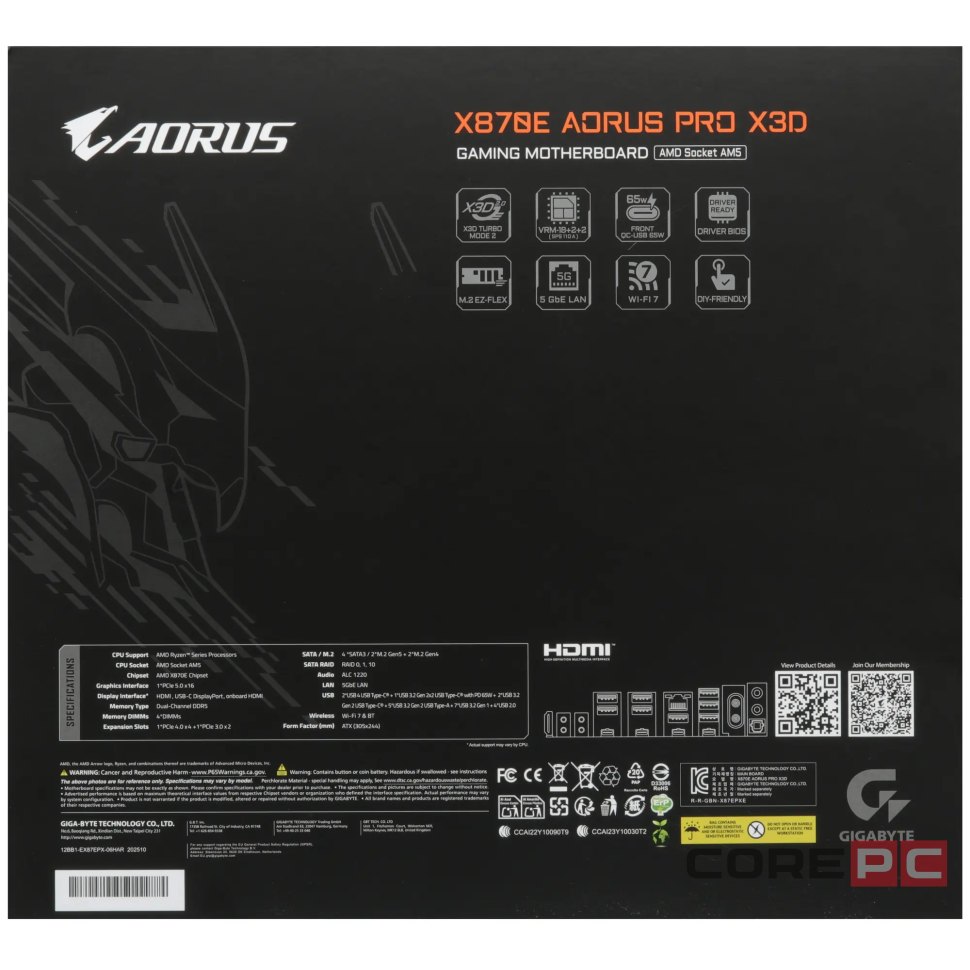 Материнская плата Gigabyte X870E AORUS PRO X3D