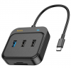 Кабель-переходник Hoco HB38 Type-C на HDMI/USB3.0/USB2.0/SD/Micro SD/USB-C 0.2м черный