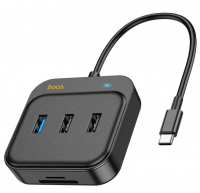 Кабель-переходник Hoco HB38 Type-C на HDMI/USB3.0/USB2.0/SD/Micro SD/USB-C 0.2м черный