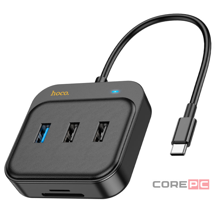 Кабель-переходник Hoco HB38 Type-C на HDMI/USB3.0/USB2.0/SD/Micro SD/USB-C 0.2м черный