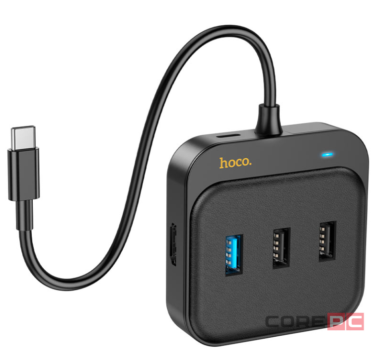 Кабель-переходник Hoco HB38 Type-C на HDMI/USB3.0/USB2.0/SD/Micro SD/USB-C 0.2м черный