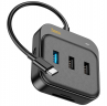 Кабель-переходник Hoco HB38 Type-C на HDMI/USB3.0/USB2.0/SD/Micro SD/USB-C 0.2м черный