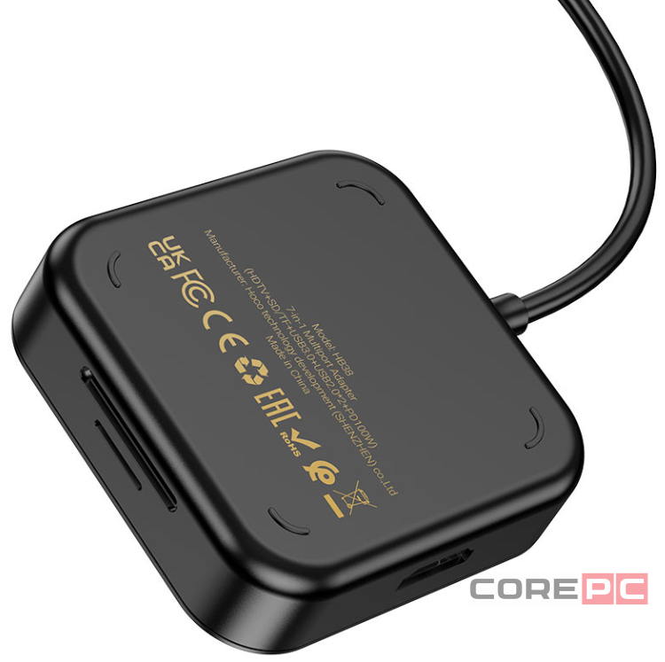 Кабель-переходник Hoco HB38 Type-C на HDMI/USB3.0/USB2.0/SD/Micro SD/USB-C 0.2м черный