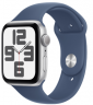 Apple Watch SE (2024) 44mm Silver Aluminium Case with Denim Sport Band (S/M)