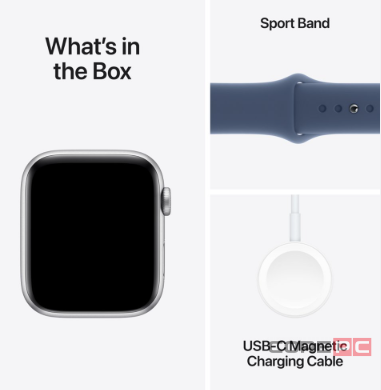 Apple Watch SE (2024) 44mm Silver Aluminium Case with Denim Sport Band (S/M)