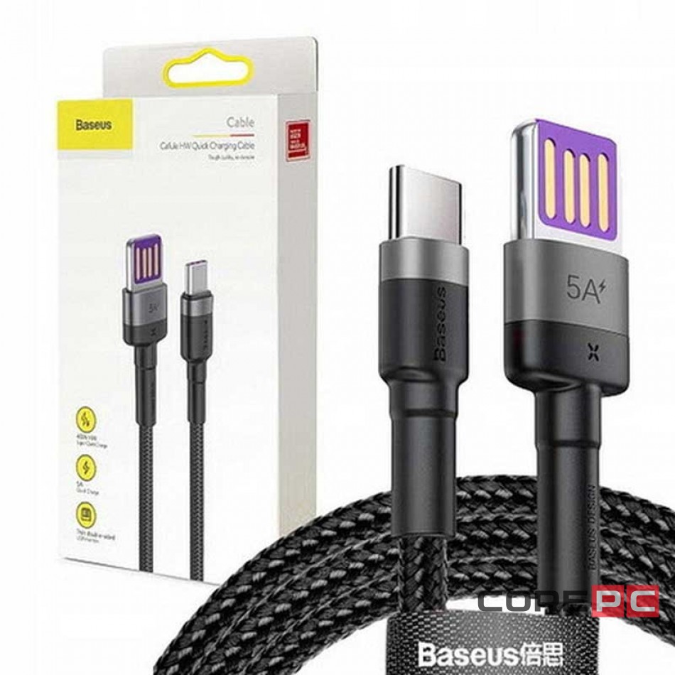 Usb Кабель-зарядка TYPE-C Baseus Cafule 1м CATKLF-PG1 5A 40W черный
