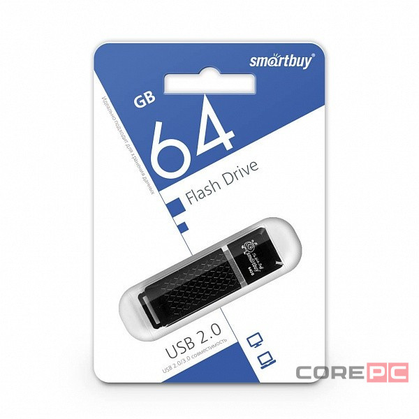 USB флеш накопитель Smartbuy 64GB Quartz series Black (SB64GBQZ-K)