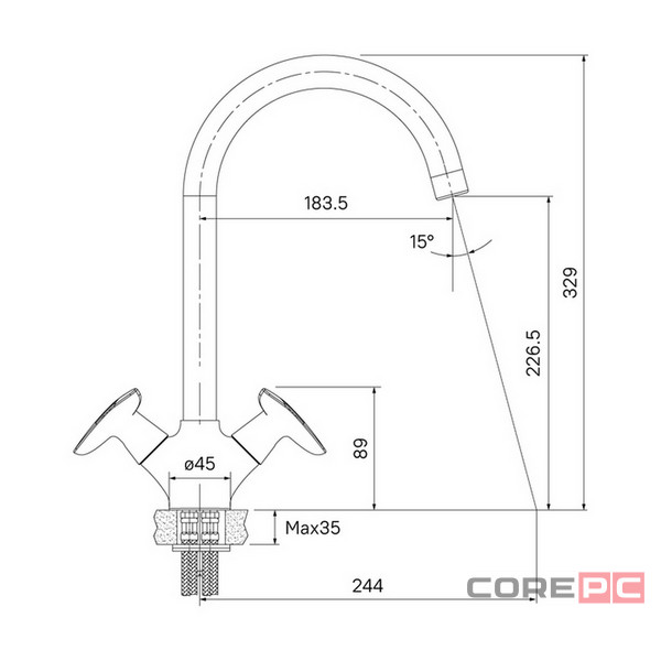 Смеситель для кухни Iddis COPSBJ0i05, вентильное управление, цвет хром
