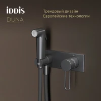 Смеситель для биде + гигиенический душ Iddis DUNGMV0i08, рычажное управление, цвет графит матовый