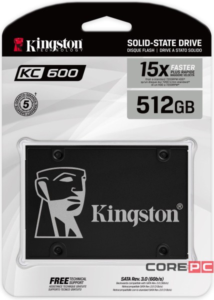 Твердотельный накопитель Kingston 512 Gb KC600 SKC600/512G