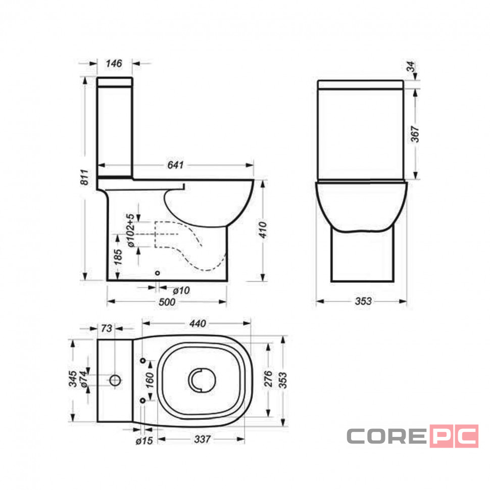 Унитаз компакт Sanita luxe WC.CC/Quadro/2-SlimDM/WHT.G/S1 с сиденьем, микролифт, цвет белый