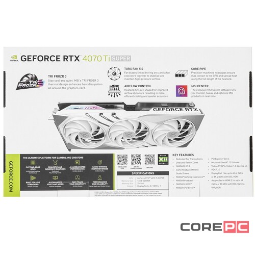 Видеокарта MSI (RTX 4070 Ti SUPER 16G GAMING SLIM) GeForce RTX 4070 Ti SUPER 16GB GAMING SLIM