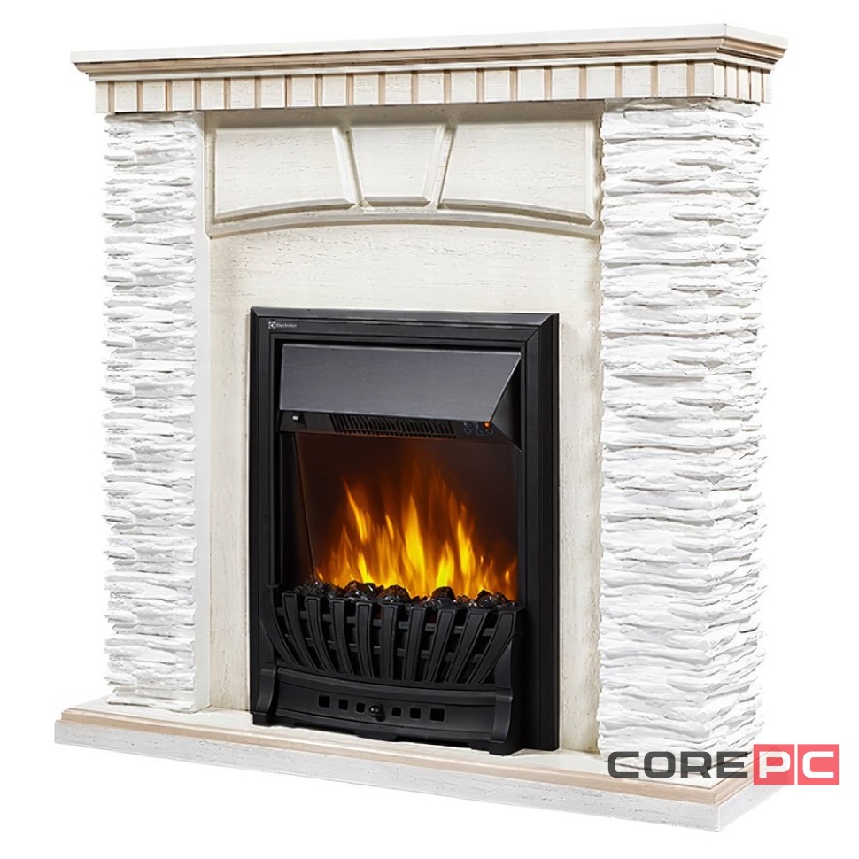 Портал Firelight Porto Classic камень белый, шпон беленый дуб