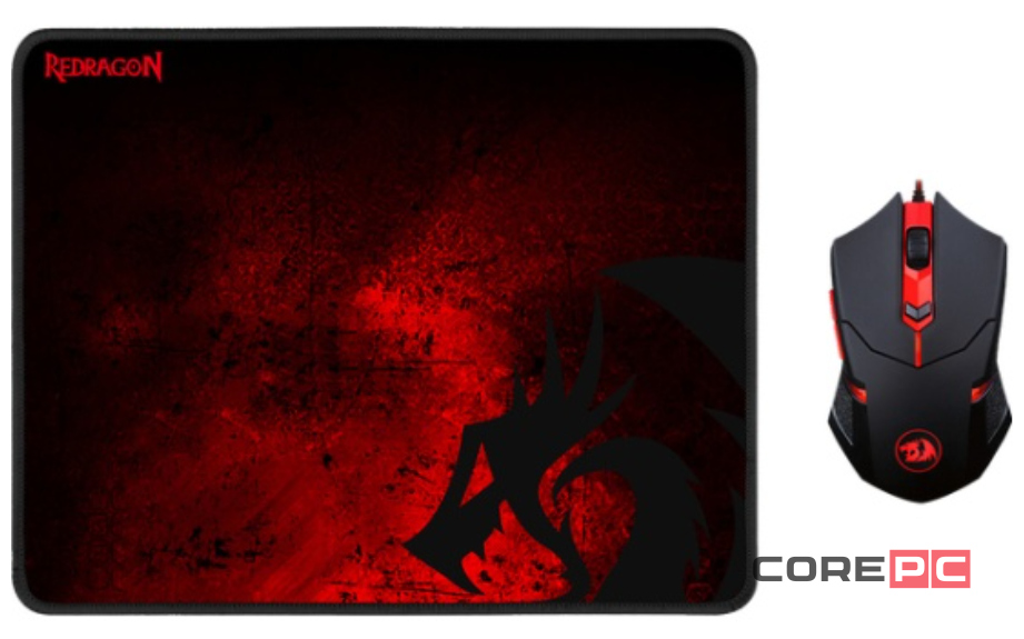 Игровой комплект Redragon M601BA проводная мышь+ коврик (черный/красный)