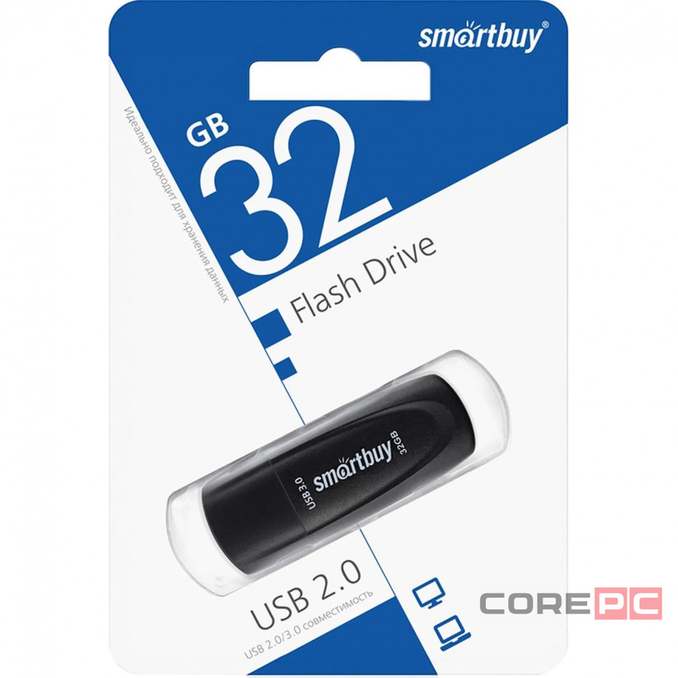 3.0/3.1 USB флеш накопитель Smartbuy 032GB Scout Black (SB032GB3SCK)