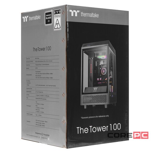 Компьютерный корпус Thermaltake The Tower 100 TG Snow White CA-1R3-00S6WN-00