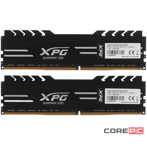 Оперативная память 16 Gb 3200 MHz ADATA XPG GAMMIX D10 Black (AX4U32008G16A-DB10)