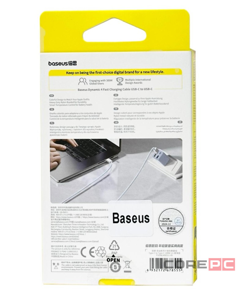 Кабель-зарядка Type-C на Type-C Baseus Dynamic 4 Series 100W 1м (P10381400311-00) голубой