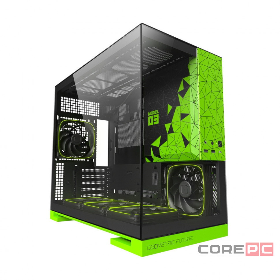 Компьютерный корпус Geometric Future Model 3 TG Green with ARGB fans (1AM3NZGB00110)