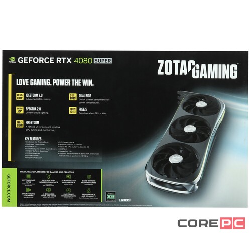 Видеокарта ZOTAC (ZT-D40820B-10P) GeForce RTX 4080 SUPER 16GB AMP EXTREME AIRO