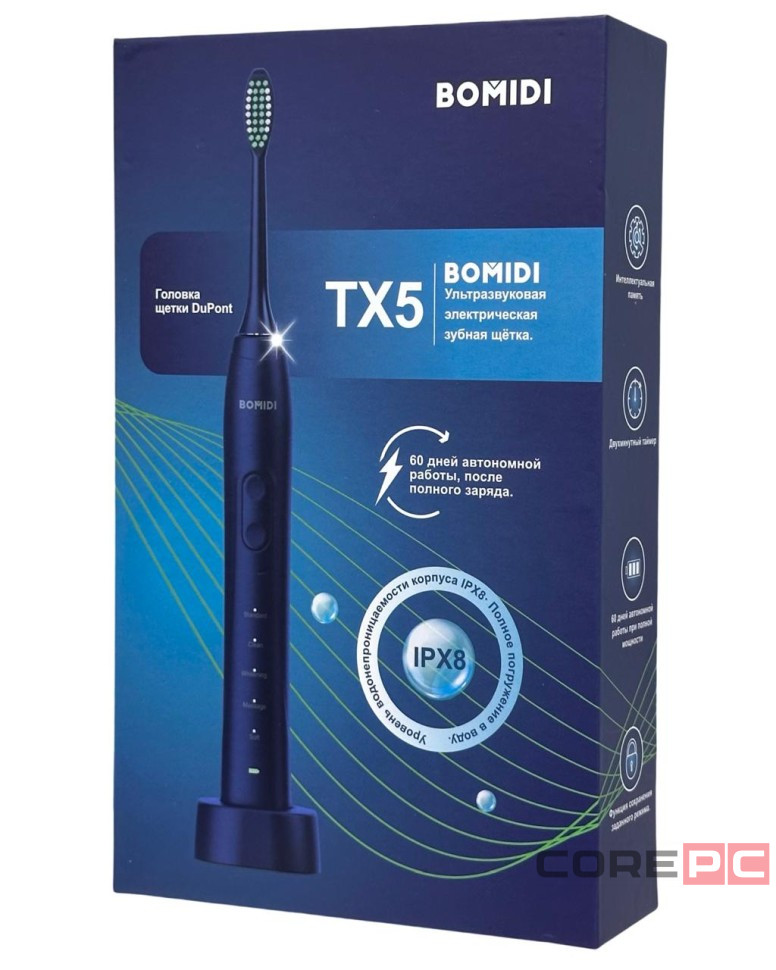 Ультразвуковая зубная щетка BOMIDI TX5 синяя
