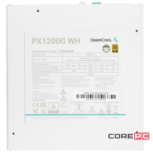 Блок питания Deepcool 1200W PX1200G WH PWM 16 Pin (PCIe 5.0 Connector Cable Details)