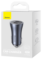 Автомобильное заряд. устр. Baseus Golden Contactor Max Dual Fast Charger 2C 40W CGJP000013 серое