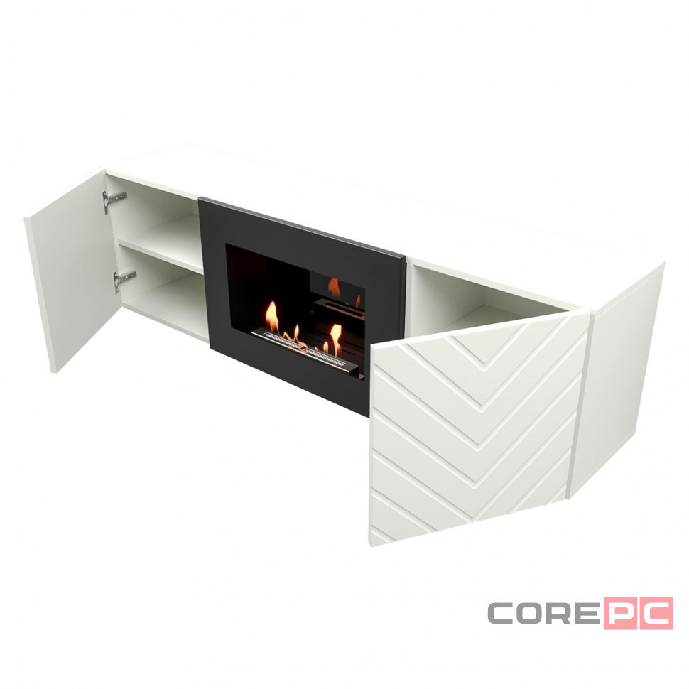 Тумба с биокамином Firelight BFP/P-1400V белая