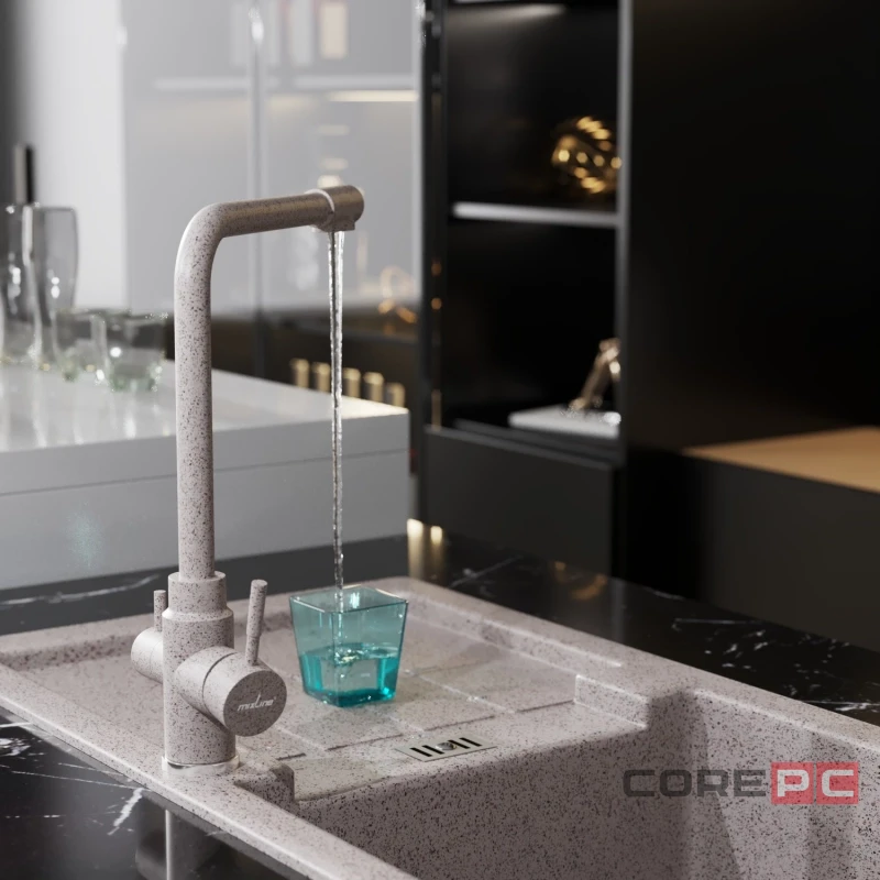 Смеситель для кухни MIXLINE МЛ-ГС13/ML-GS13 (302), рычажное управление, цвет песочный