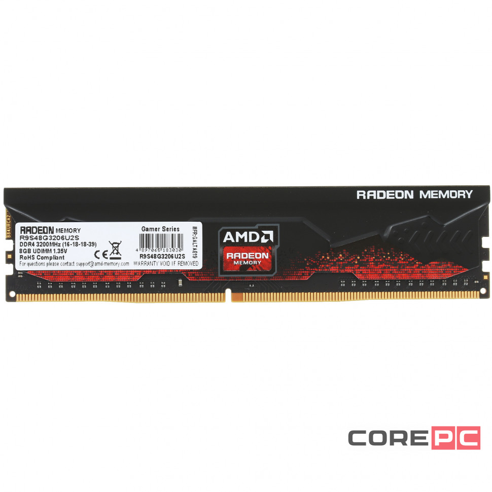 Оперативная память 8 Gb 3200 MHz AMD R9 GAMERS SERIES Black (R9S48G3206U2S)
