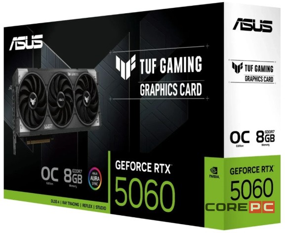 Видеокарта ASUS (TUF-RTX5060-O8G-GAMING) GeForce RTX 5060 8GB TUF GAMING OC (90YV0N00-M0NA00)