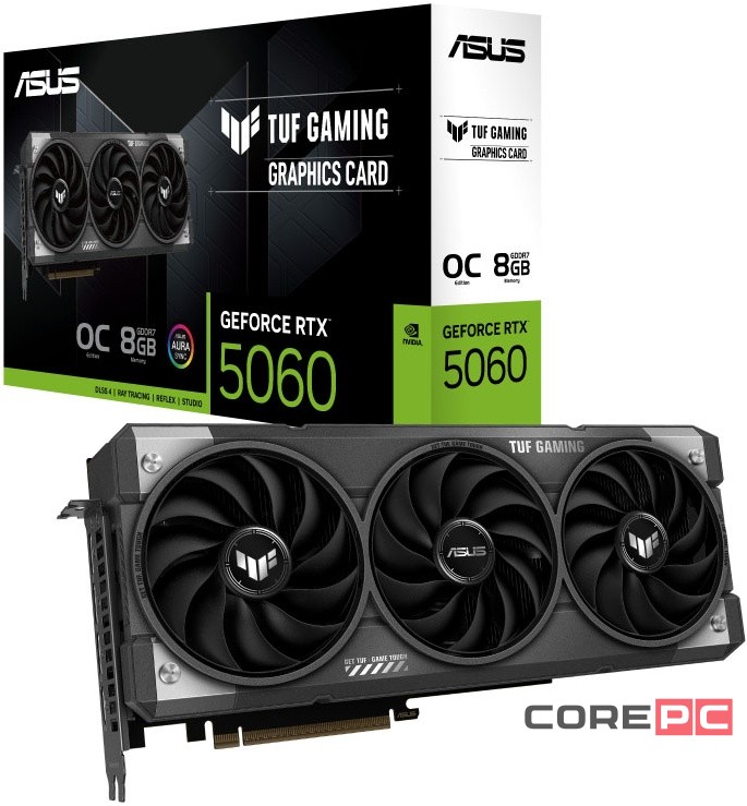 Видеокарта ASUS (TUF-RTX5060-O8G-GAMING) GeForce RTX 5060 8GB TUF GAMING OC (90YV0N00-M0NA00)