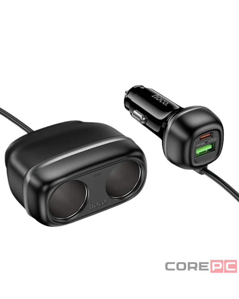 Автомобильное заряд. устр. Hoco Z59 240w 1USB/1T-C/2-12V чёрный