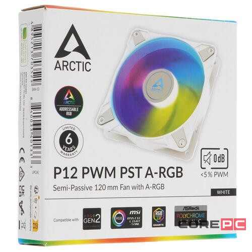 Вентилятор для корпуса Arctic Cooling P12 PST A-RGB White ACFAN00254A PWM