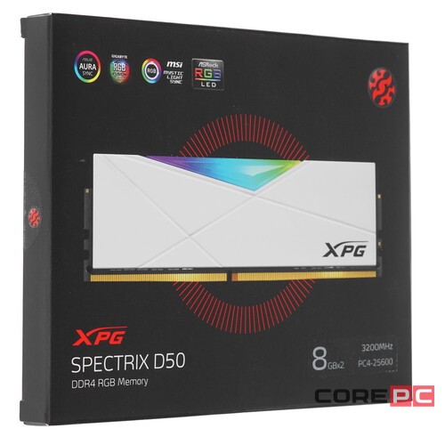 Оперативная память 16 Gb 3200 MHz ADATA XPG SPECTRIX D50 White RGB (AX4U32008G16A-DW50)