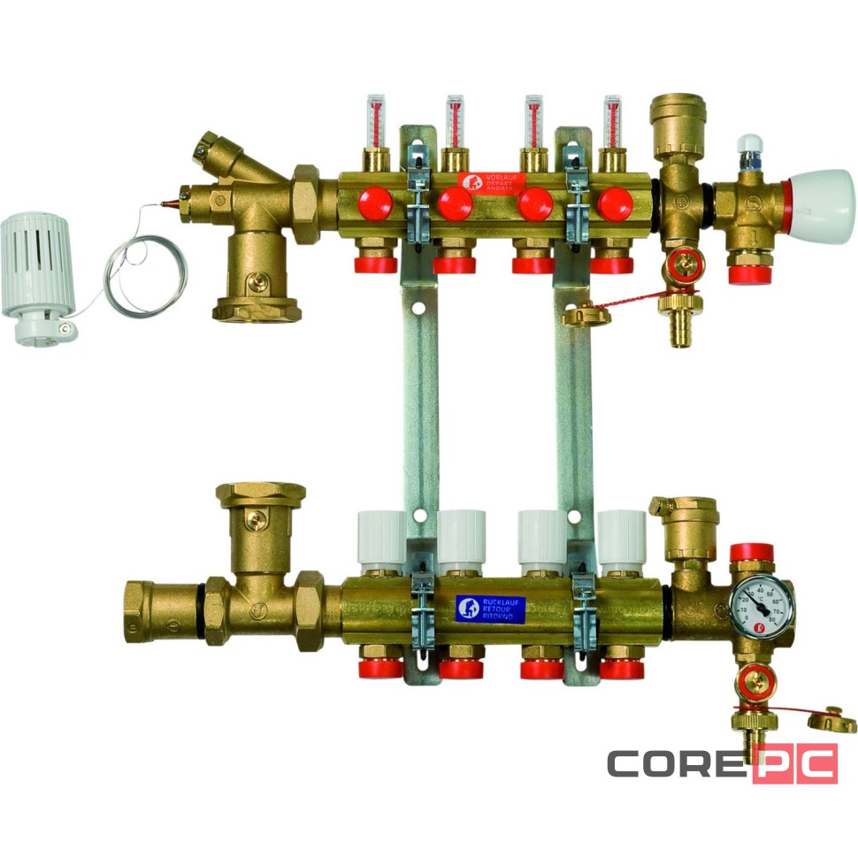 Узел коллекторный Giacomini сборный с обвязкой и расходомерами 1quot; x 18 /6, R557FY006