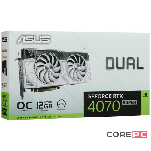 Видеокарта ASUS (DUAL-RTX4070S-O12G-WHITE) GeForce RTX 4070 SUPER 12GB DUAL OC White 90YV0K84-M0NA00