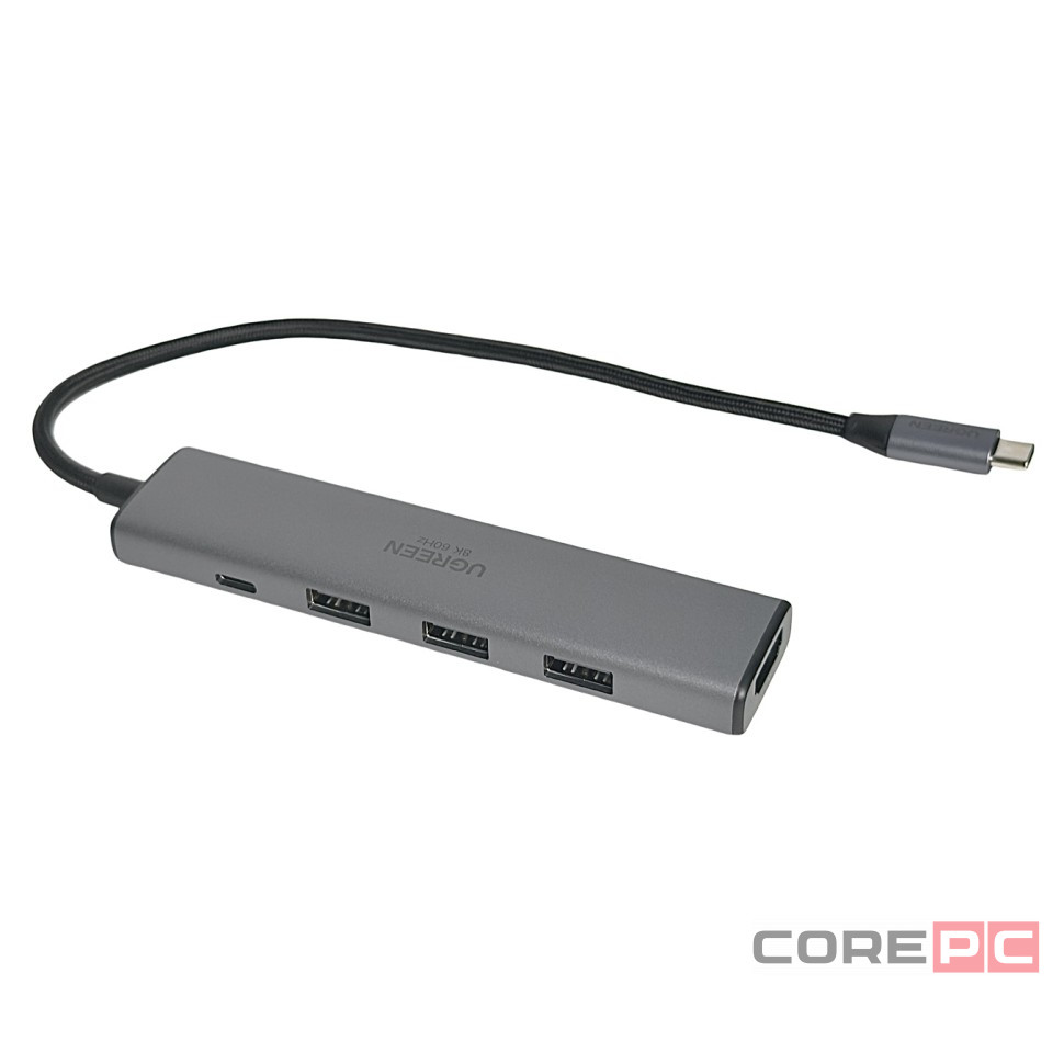 USB-хаб Ugreen Type-C 5в1 3USB/HDMI/Type-C серый