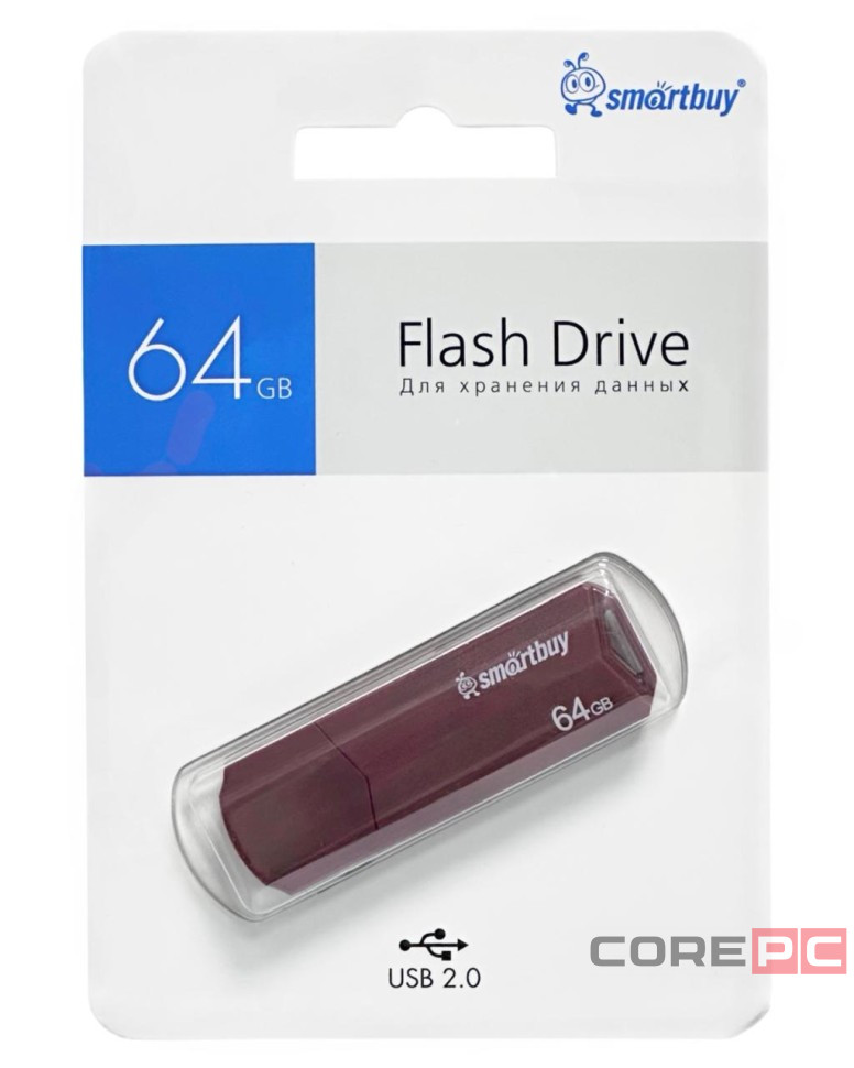 USB флеш накопитель Smartbuy 64GB Clue Burgundy (SB64GBCLU-BG)