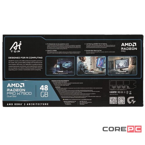 Видеокарта Gigabyte (W7900 AI TOP 48G) Radeon PRO W7900 48GB DUAL SLOT AI TOP BLOWER