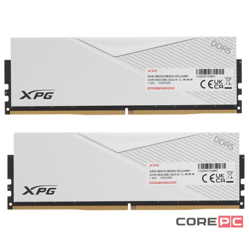 Оперативная память 64 Gb 5600 MHz ADATA XPG LANCER White (AX5U5600C3632G-DCLAWH)