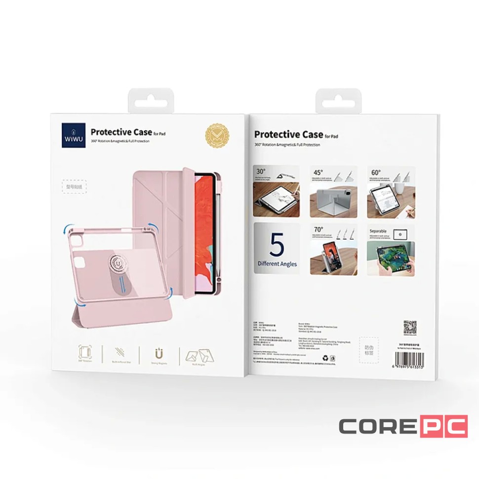 Чехол-книжка WIWU Rotating Magnetic Case 360° для Apple iPad 10.9 2020/Air 11 2024 (полиуретан с подставкой) (розовый)