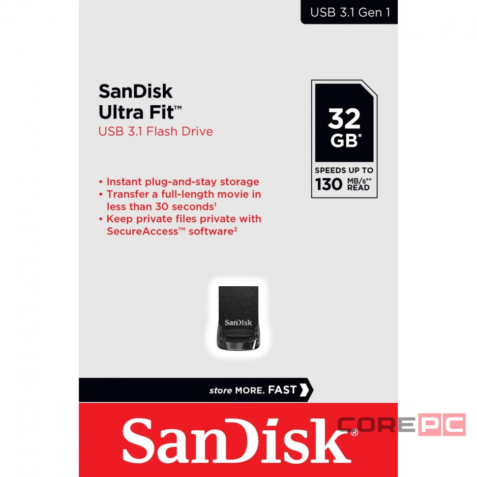 3.1 USB флеш накопитель SanDisk 32GB CZ430 Ultra Fit (SDCZ430-032G-G46) черный