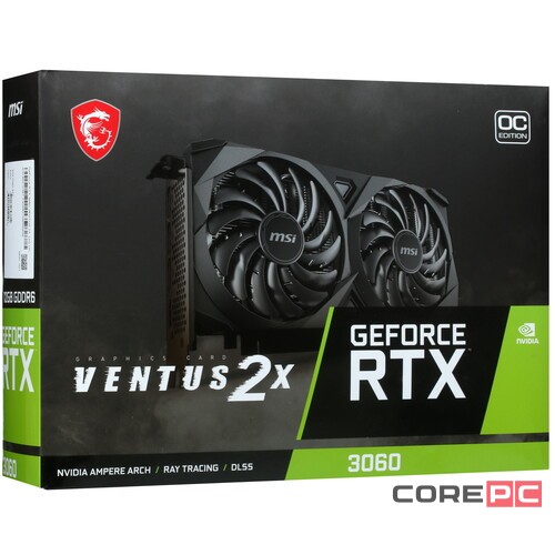 Видеокарта MSI (RTX 3060 VENTUS 2X 12G) GeForce RTX 3060 12GB VENTUS 2X