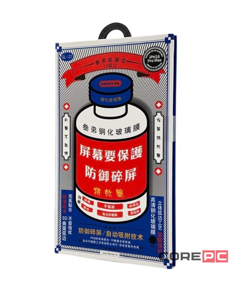 Защитное стекло для i-Phone 16 Pro Max 6.9" Remax GL-27 3D чёрное