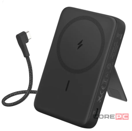 Powerbank с беспроводной зарядкой Anker Zolo (A1685) 10000mAh 30W 1USB/1C с проводом Type-C черный