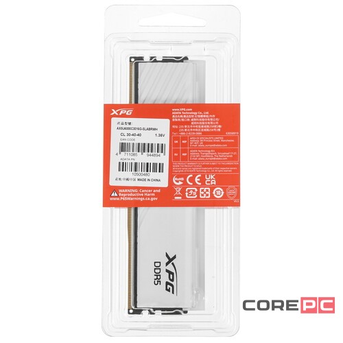 Оперативная память 16 Gb 6000 MHz ADATA XPG LANCER Blade RGB White (AX5U6000C3016G-SLABRWH)